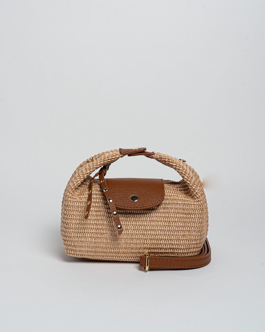 Borsa Puffy Rafia - Cuoio