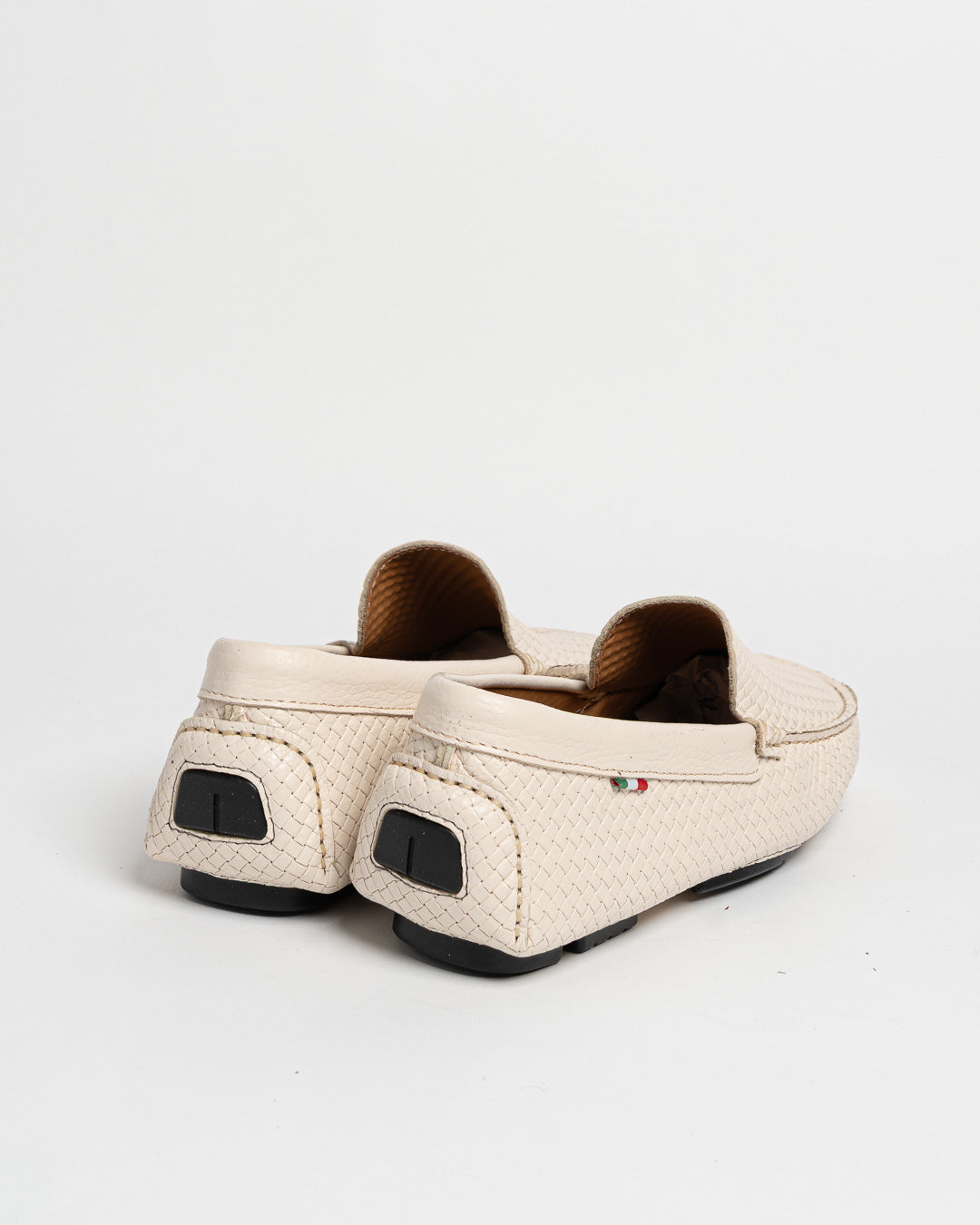 Mocassino in pelle intrecciata - Latte