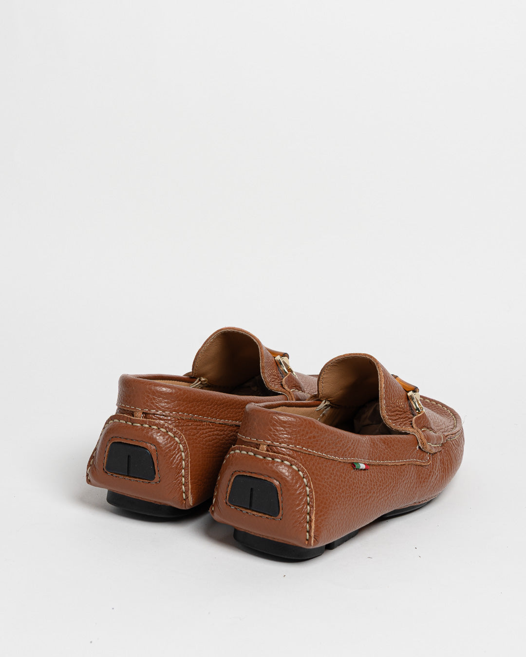 Mocassino in pelle con fibbia in bamboo - Cuoio