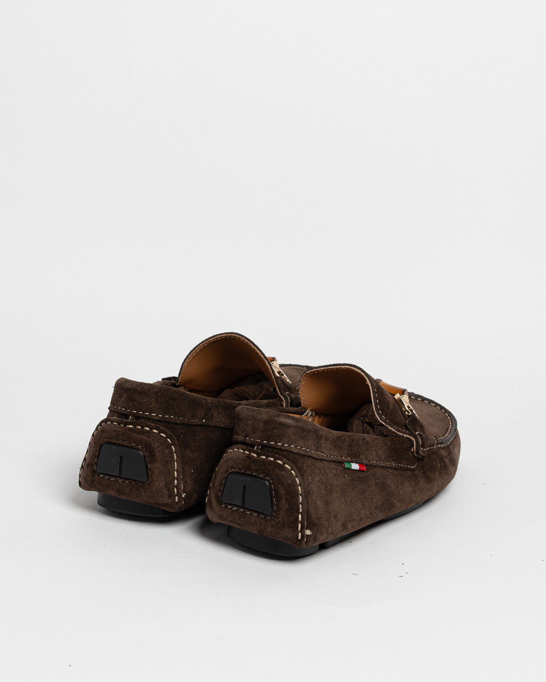 Mocassino in camoscio con fibbia in bamboo - Testa di moro