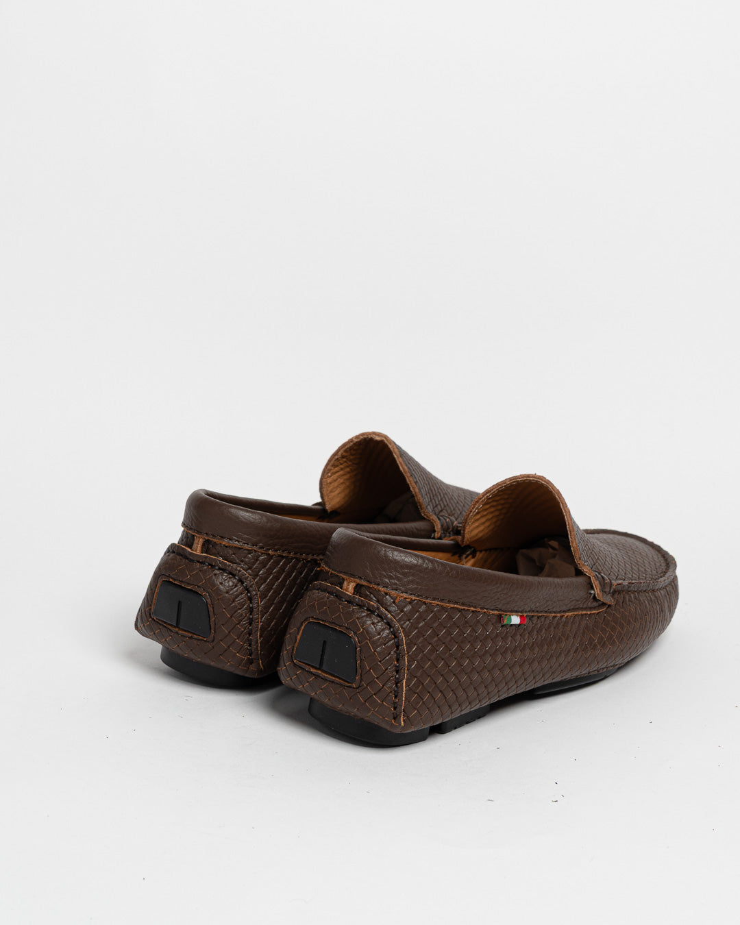 Mocassino in pelle intrecciata - Castagna
