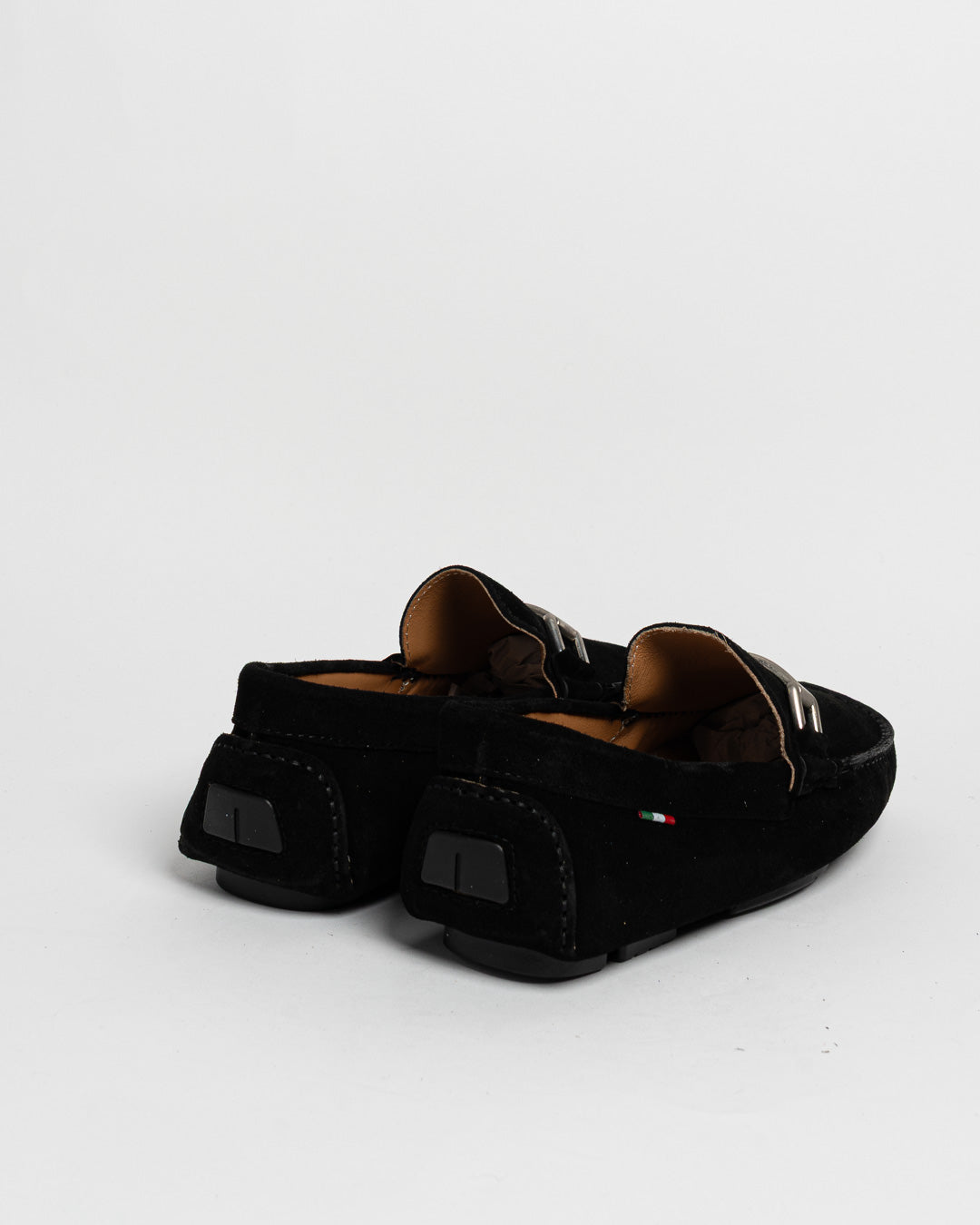 Mocassino in camoscio con fibbia - Nero