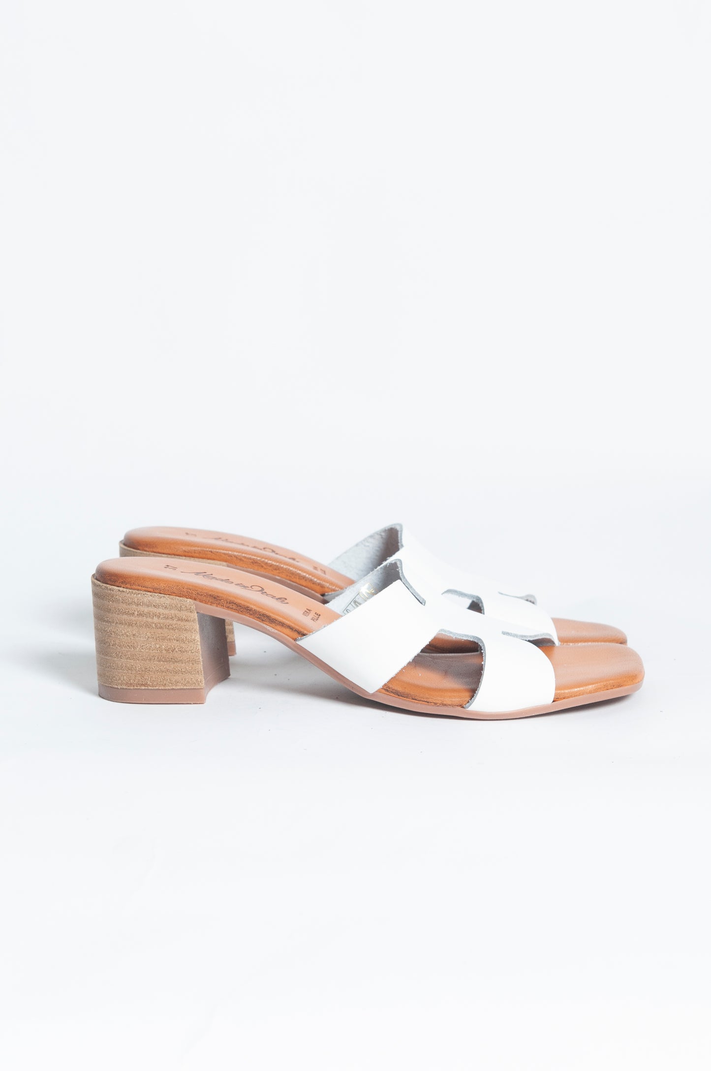 Sandalo fascia farfalla con tacco - Bianco
