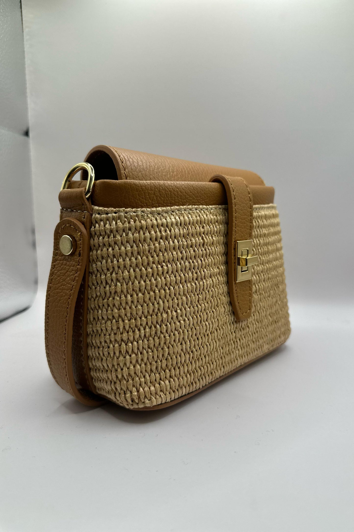 Borsa mini rafia - Cuoio
