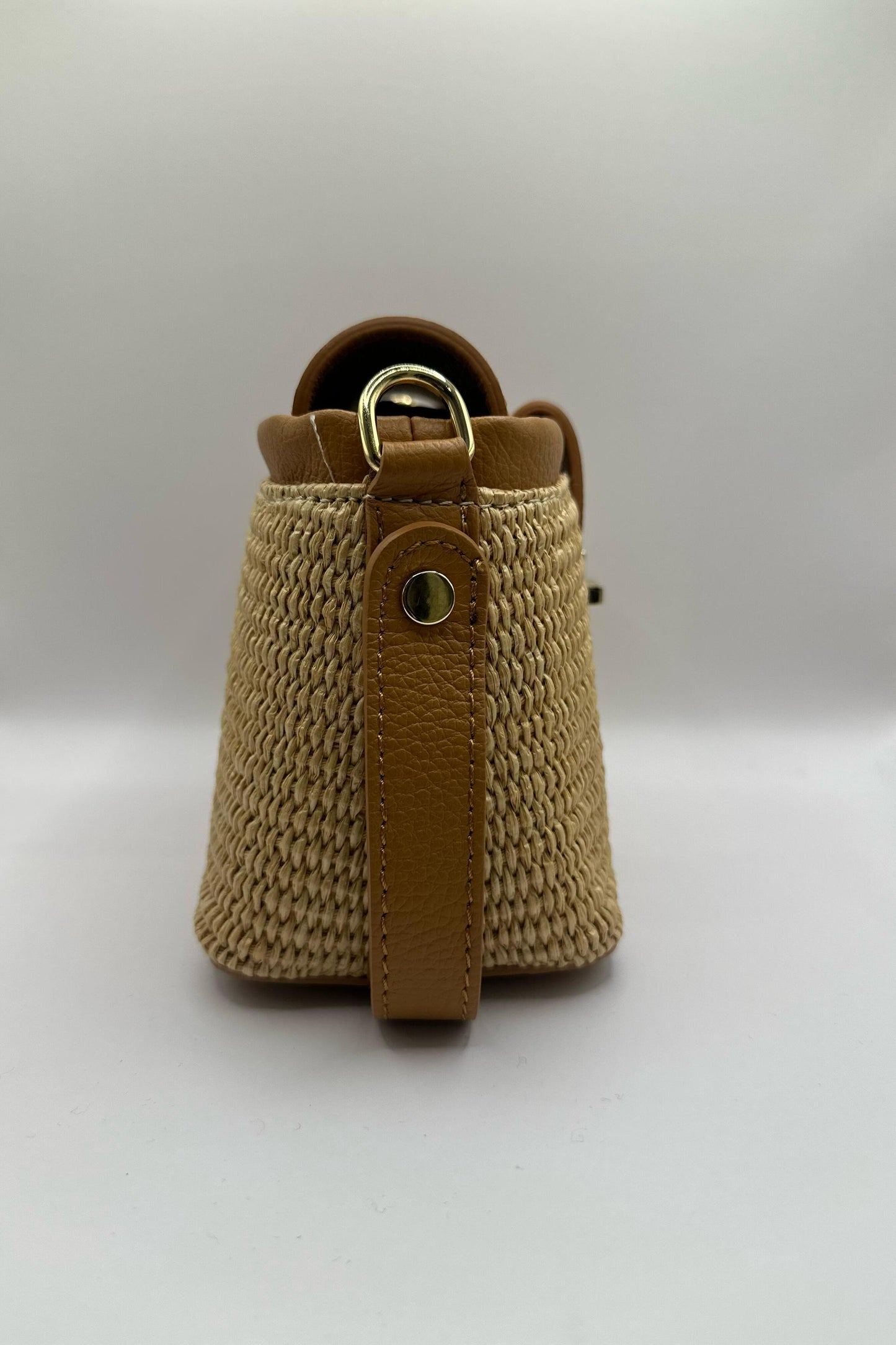 Borsa mini rafia - Cuoio