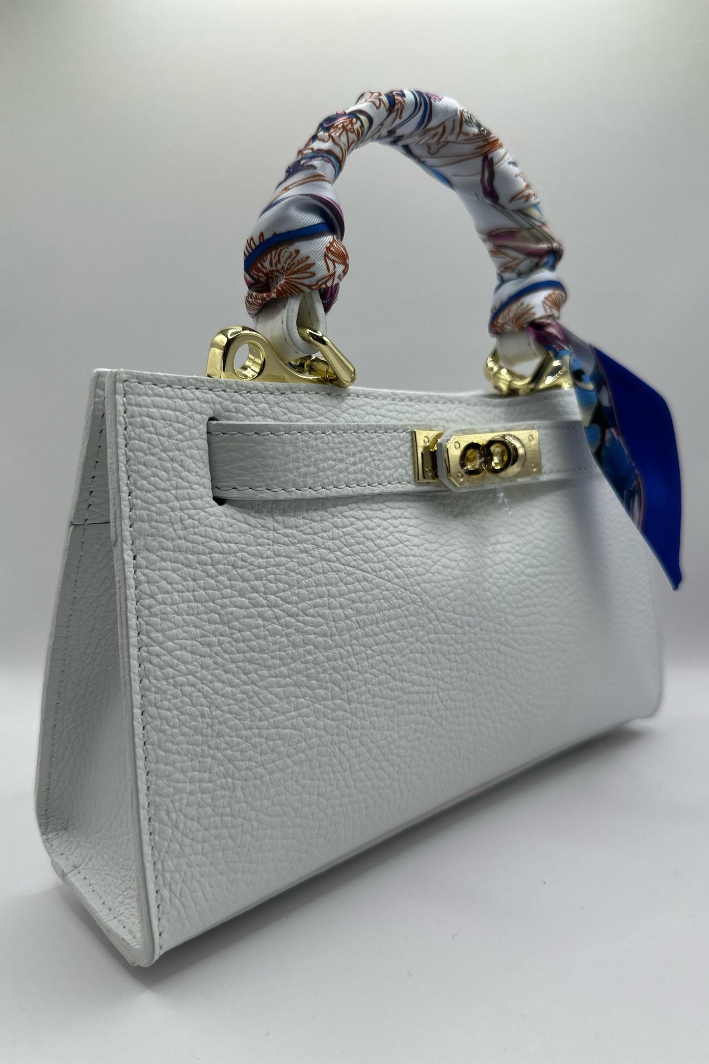 Borsa Mini Kelly foulard - Bianco