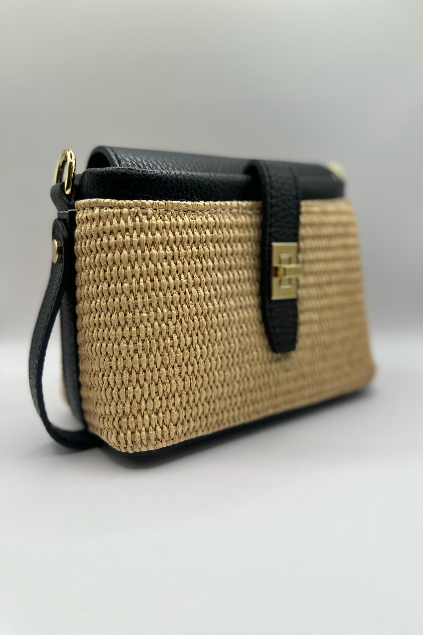 Borsa mini rafia - Nero