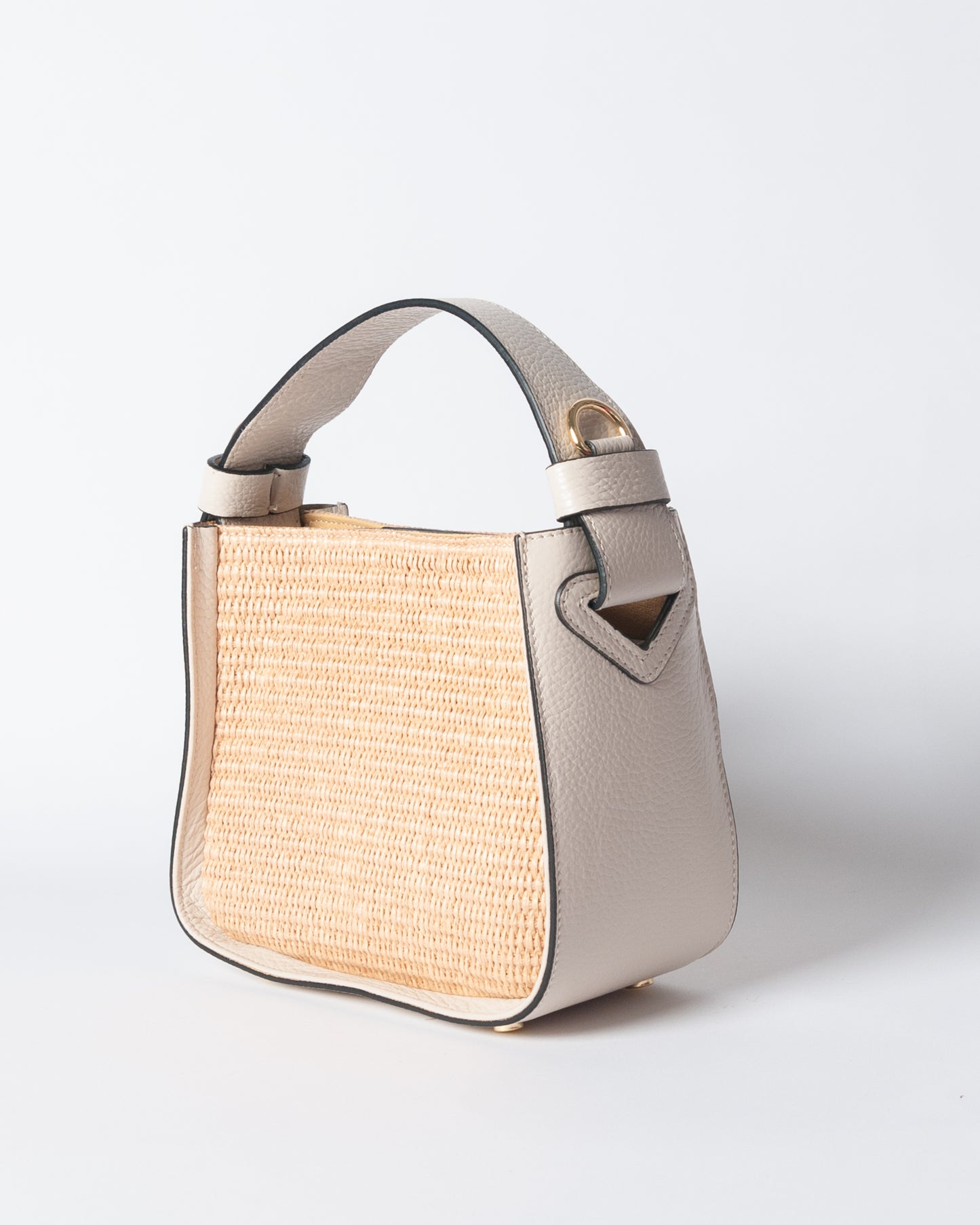 Borsa pelle e rafia - Beige