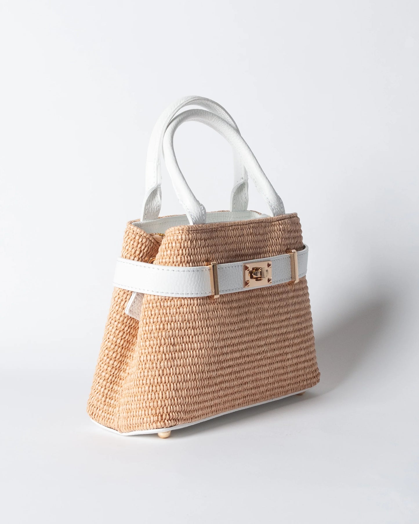 Borsa Nina pelle e rafia - Bianco