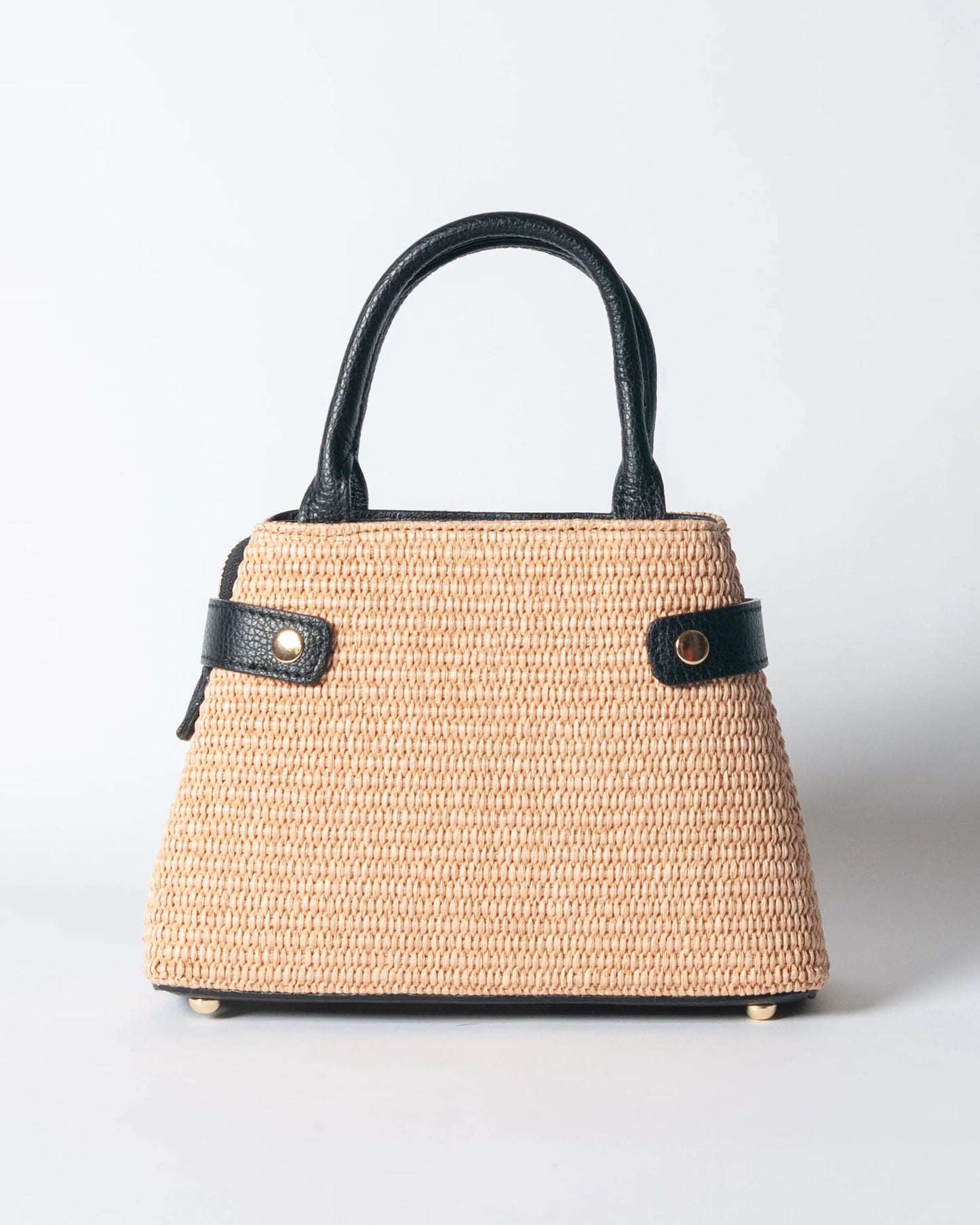 Borsa Nina pelle e rafia - Nero