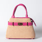 Borsa Nina pelle e rafia - Fucsia