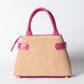 Borsa Nina pelle e rafia - Fucsia