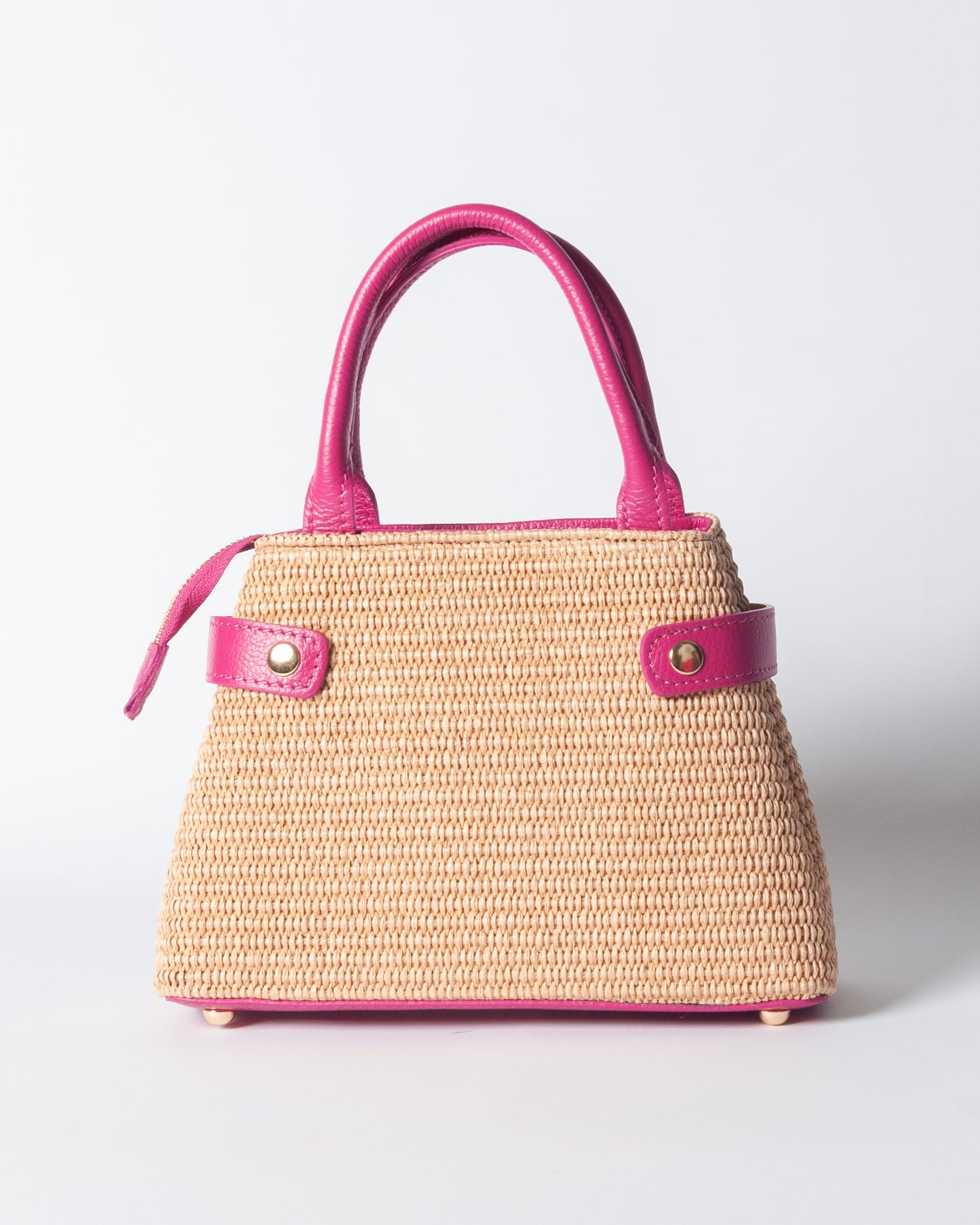 Borsa Nina pelle e rafia - Fucsia