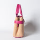 Borsa Nina pelle e rafia - Fucsia