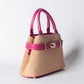 Borsa Nina pelle e rafia - Fucsia
