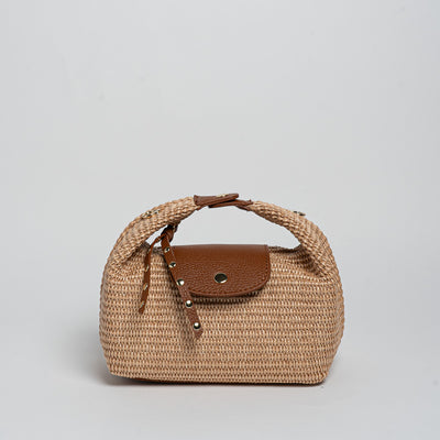 Borsa Puffy Rafia - Cuoio