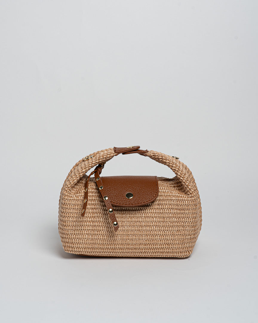 Borsa Puffy Rafia - Cuoio