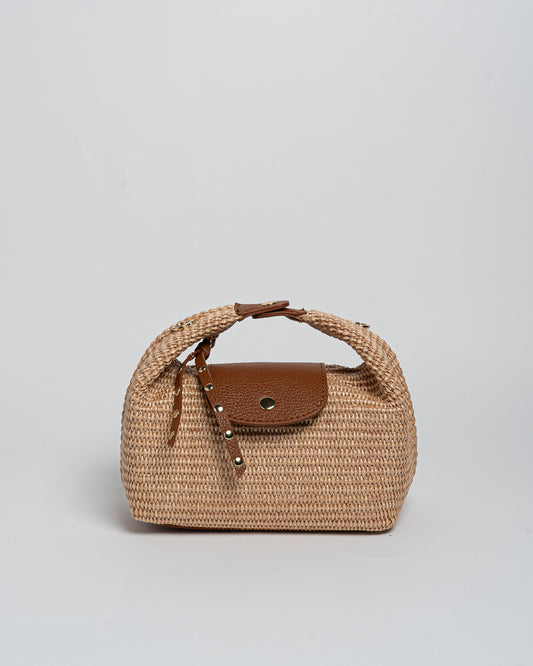 Borsa Puffy Rafia - Cuoio