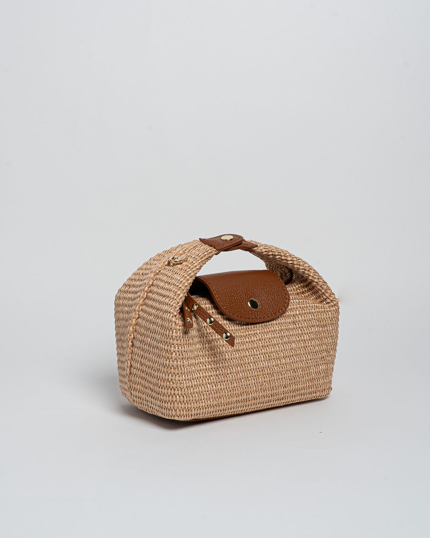 Borsa Puffy Rafia - Cuoio
