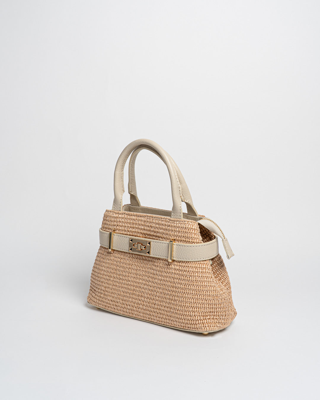 Borsa Nina pelle e rafia - Beige