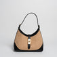 Borsa Vicky pelle e rafia - Nero