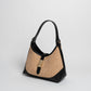 Borsa Vicky pelle e rafia - Nero