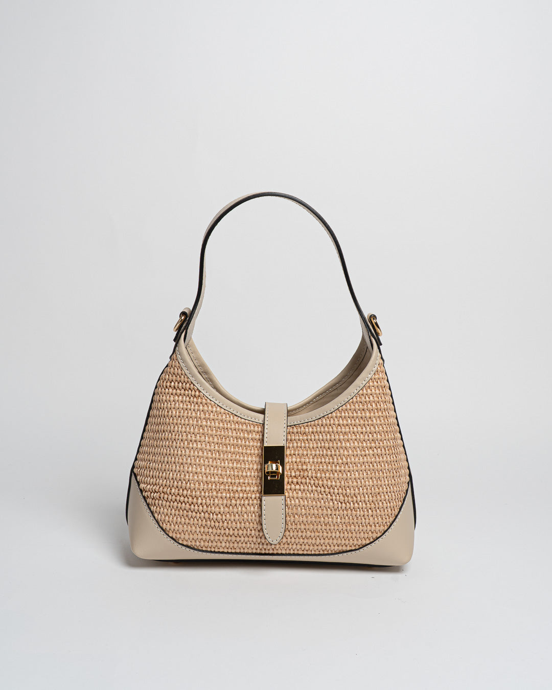 Borsa Vicky pelle e rafia - Beige