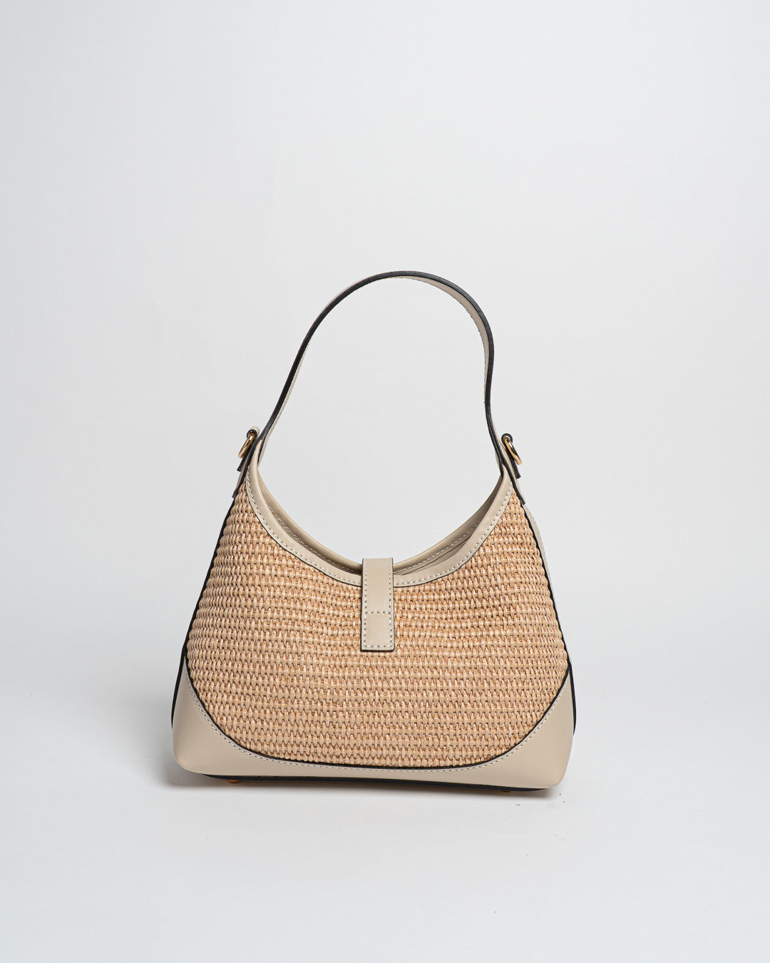 Borsa Vicky pelle e rafia - Beige