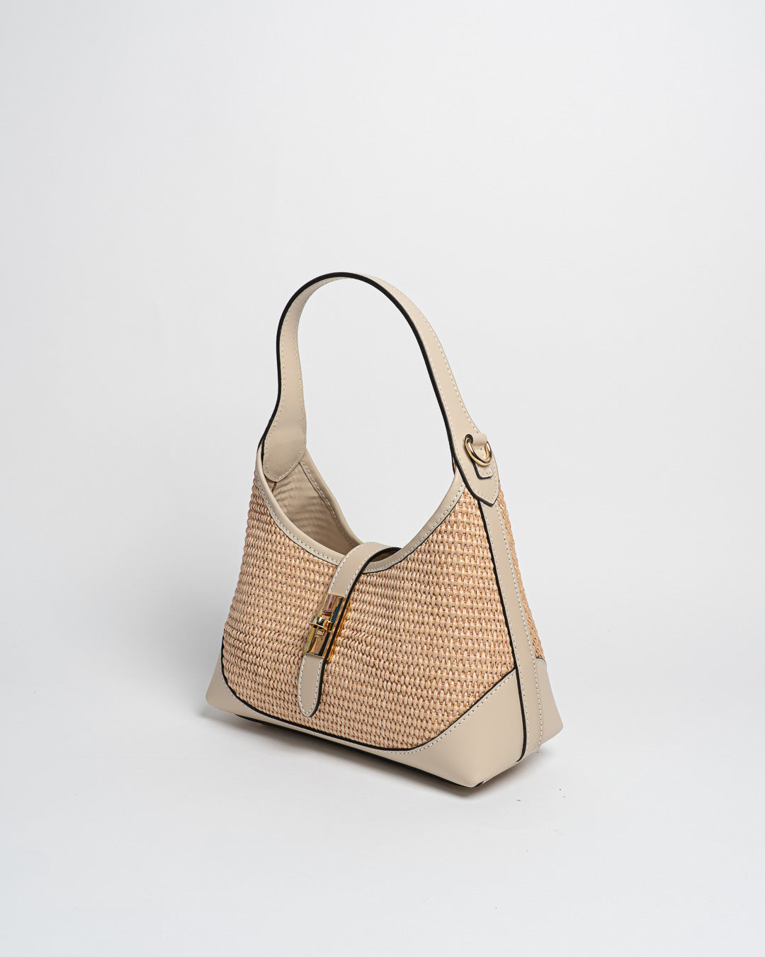 Borsa Vicky pelle e rafia - Beige