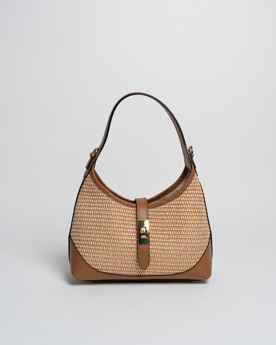 Borsa Vicky pelle e rafia - Cuoio