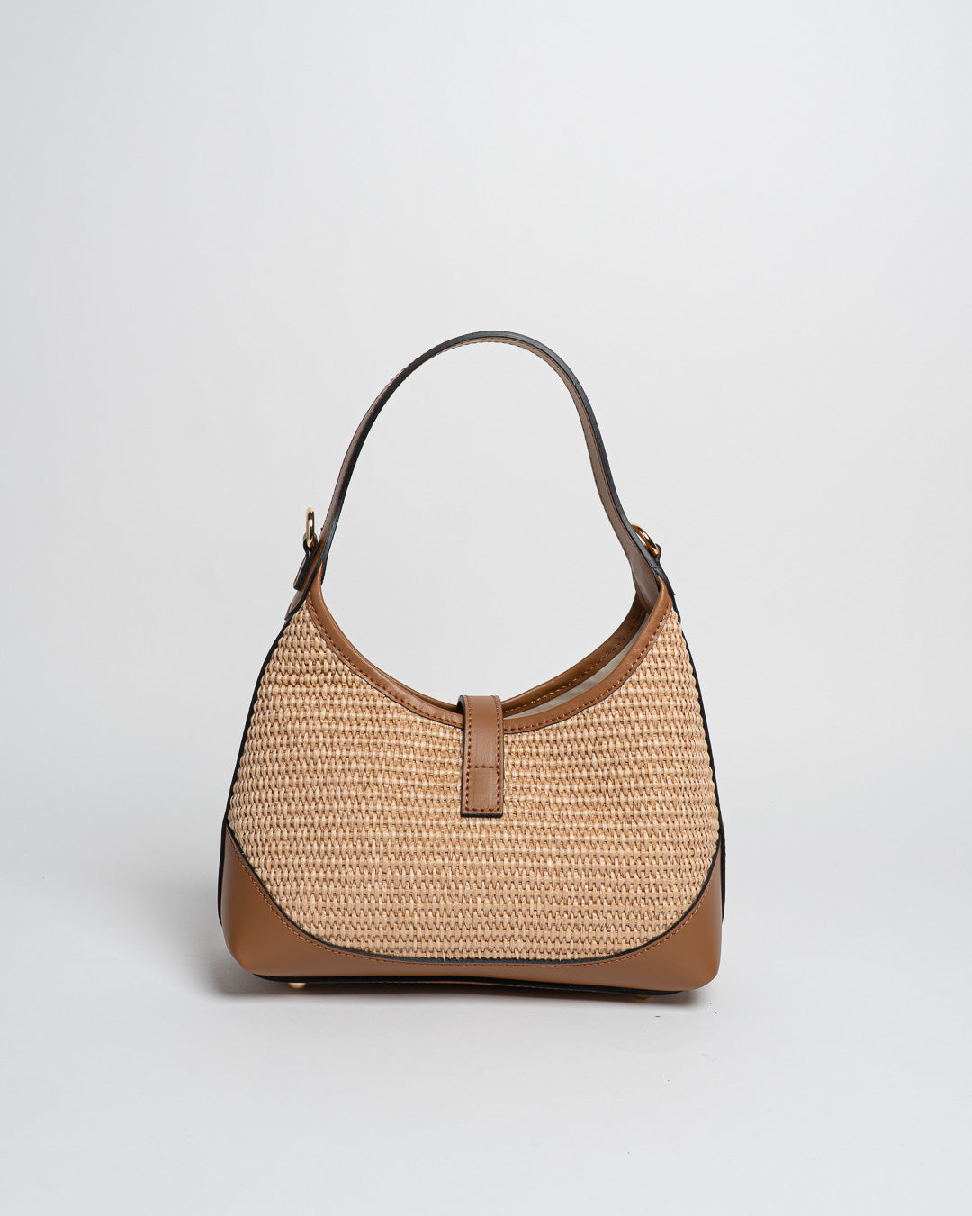 Borsa Vicky pelle e rafia - Cuoio