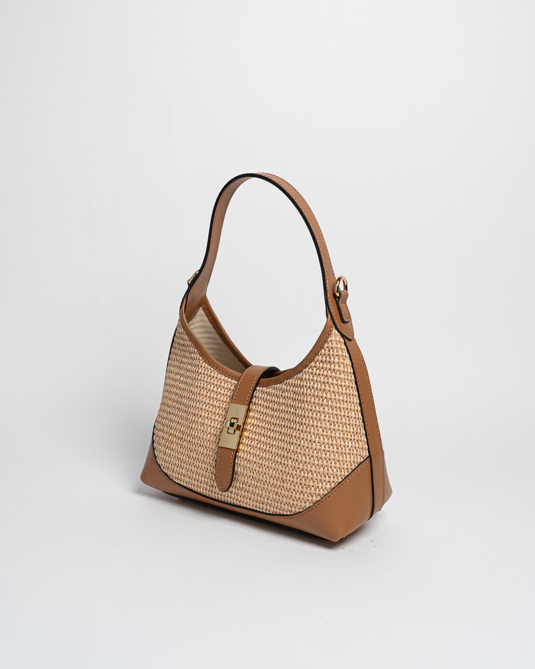 Borsa Vicky pelle e rafia - Cuoio