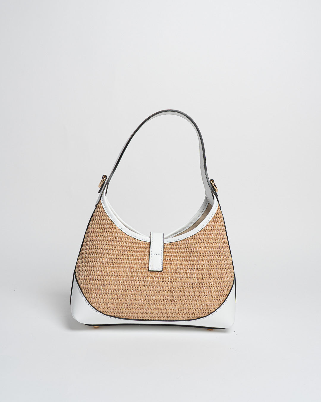 Borsa Vicky pelle e rafia - Bianco