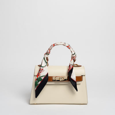 Borsa Mini K foulard - Beige/Cuoio