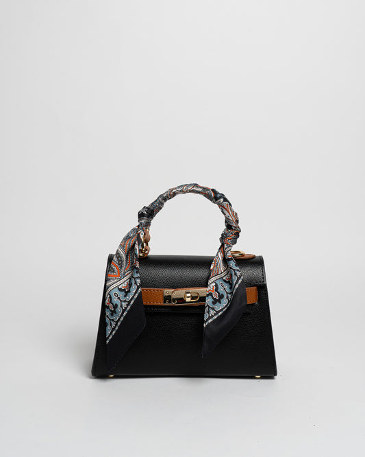 Borsa Mini K foulard - Nero/Cuoio