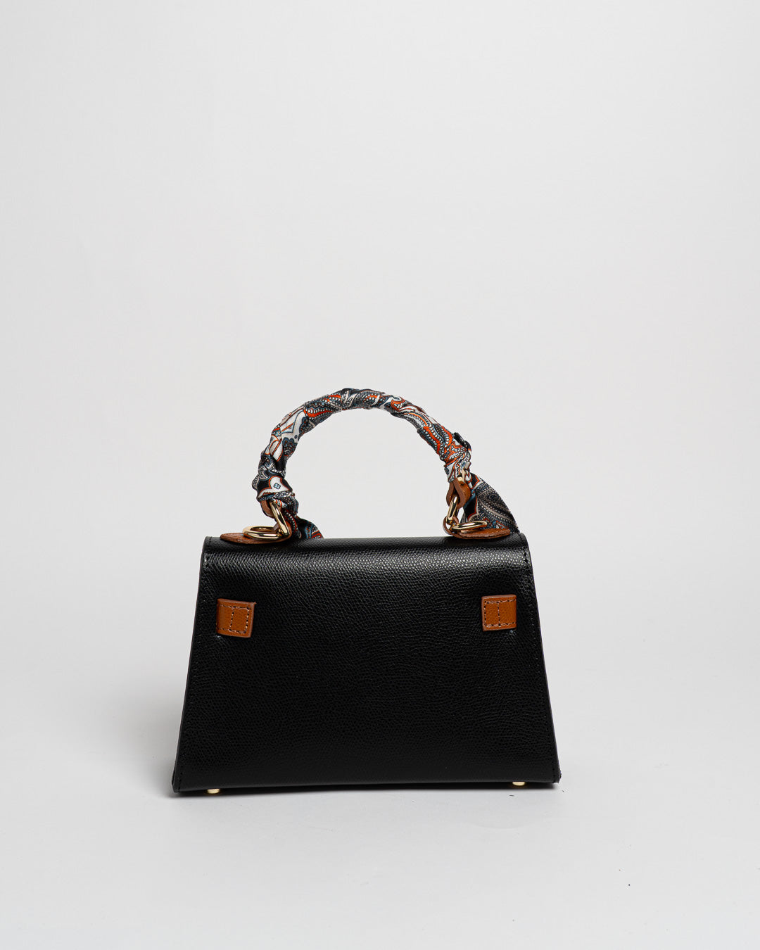 Borsa Mini K foulard - Nero/Cuoio