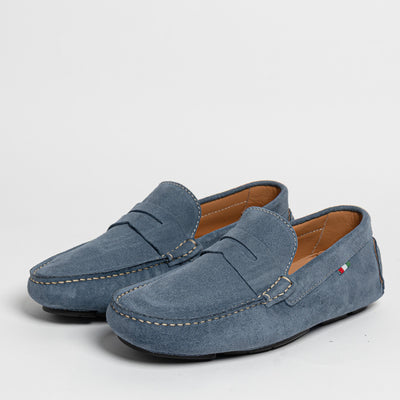 Mocassino in camoscio con bendina - Jeans