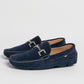 Mocassino in camoscio con fibbia - Blu