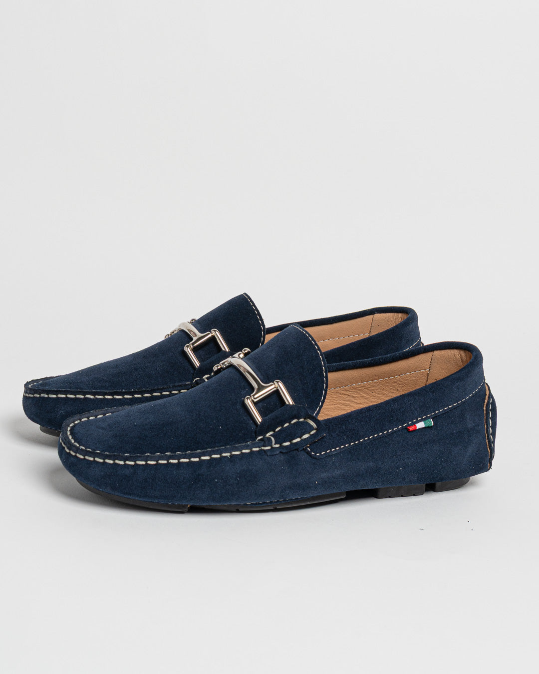 Mocassino in camoscio con fibbia - Blu