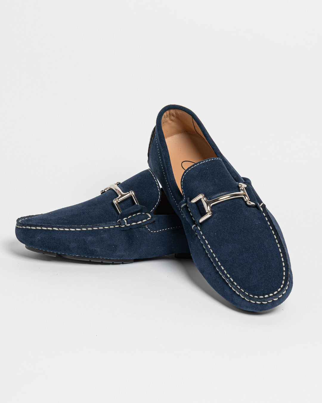 Mocassino in camoscio con fibbia - Blu