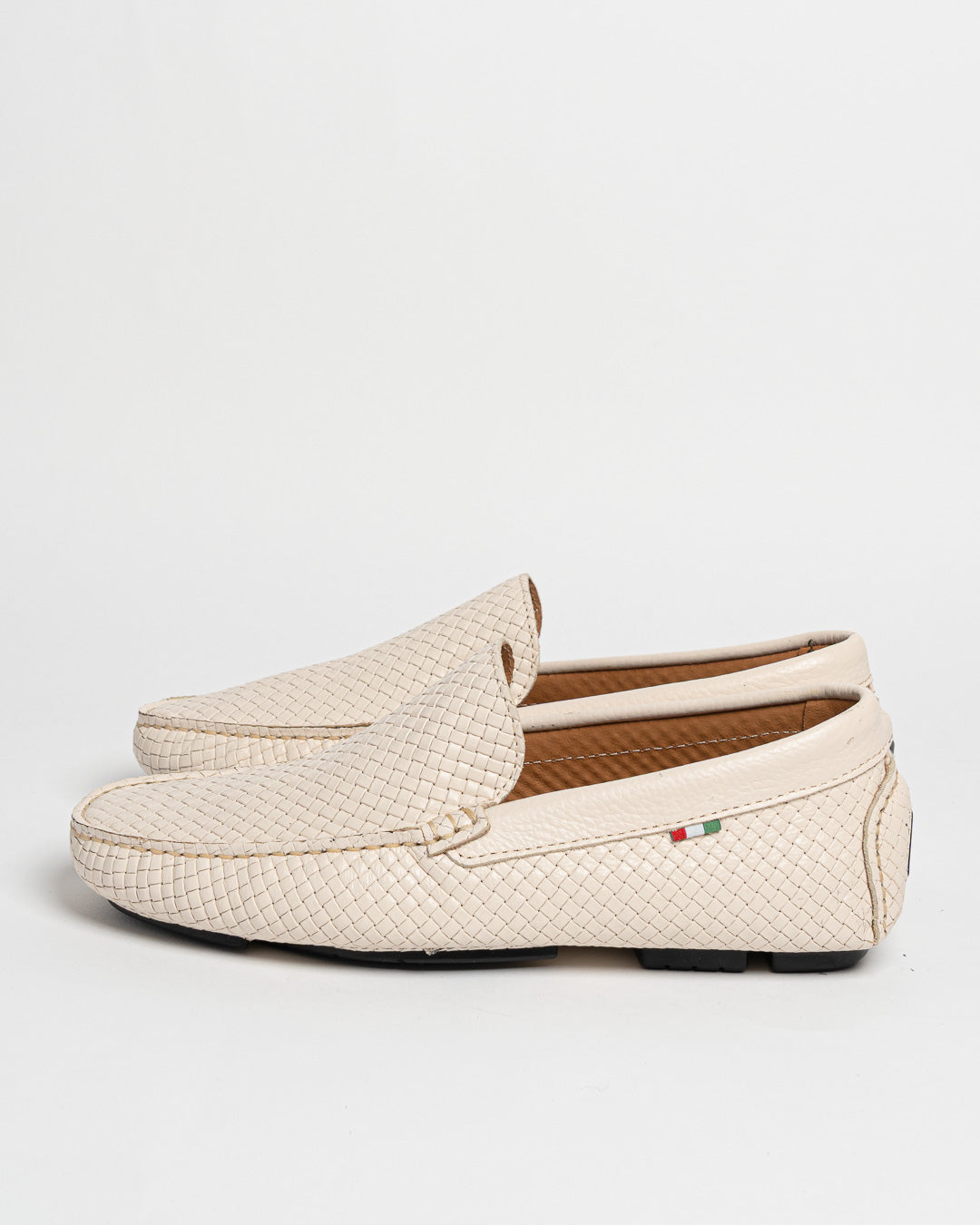 Mocassino in pelle intrecciata - Latte