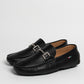 Mocassino in pelle con fibbia - Nero