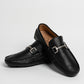 Mocassino in pelle con fibbia - Nero