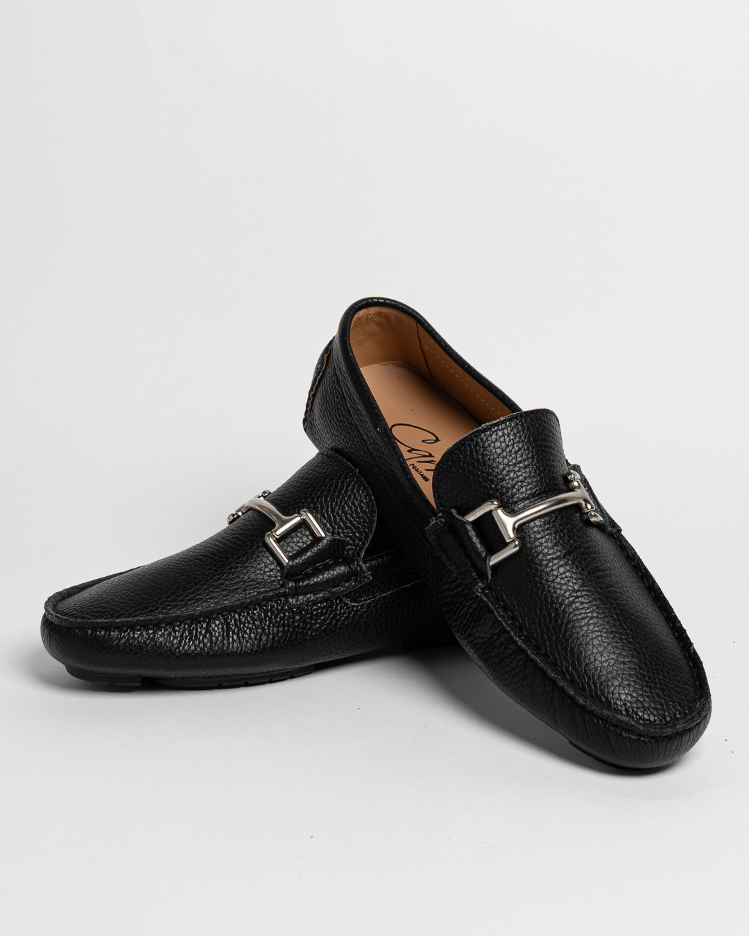 Mocassino in pelle con fibbia - Nero