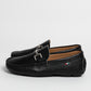 Mocassino in pelle con fibbia - Nero