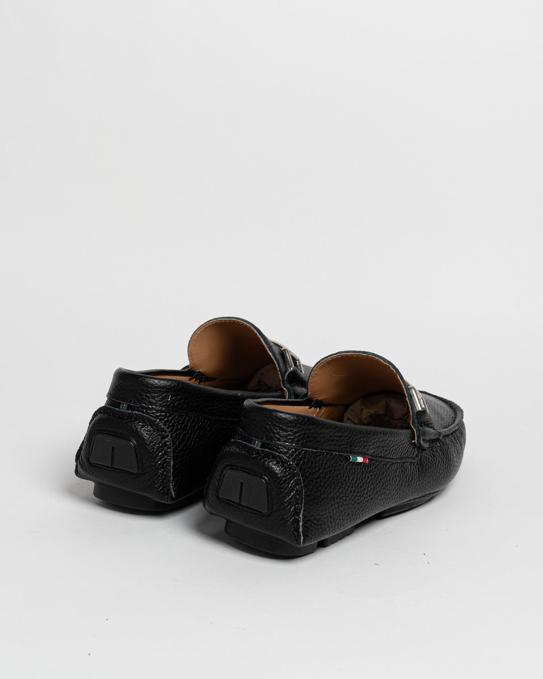Mocassino in pelle con fibbia - Nero