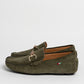 Mocassino in camoscio con fibbia in bamboo - Verde