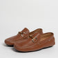 Mocassino in pelle con fibbia in bamboo - Cuoio