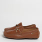 Mocassino in pelle con fibbia in bamboo - Cuoio