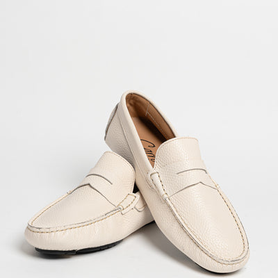 Mocassino in pelle con bendina - Latte